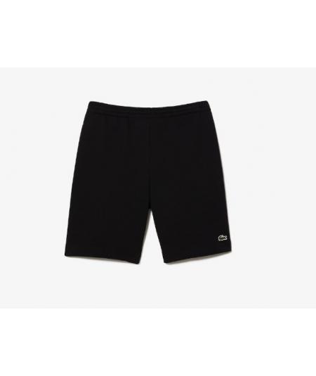 Short homme LACOSTE en molleton de coton noir disponible chez DMSports